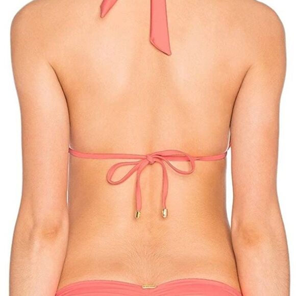 2pc triangle Beach Bunny Medium Swimwear Boho Paradise Bikini Orange Coral Pink - Picture 10 of 11